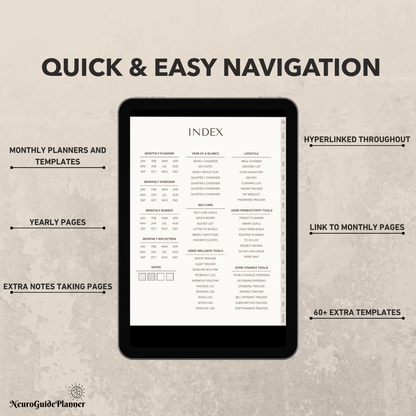 ADHD Digital Planner (2026) Undated For iPad & GoodNotes