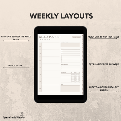 ADHD Digital Planner (2026) Undated For iPad & GoodNotes
