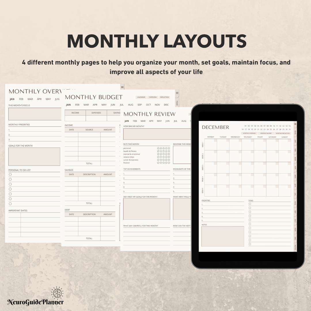 ADHD Digital Planner (2026) Undated For iPad & GoodNotes