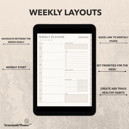 The Neuroguide Digital Planner (2026) Undated For iPad & GoodNotes