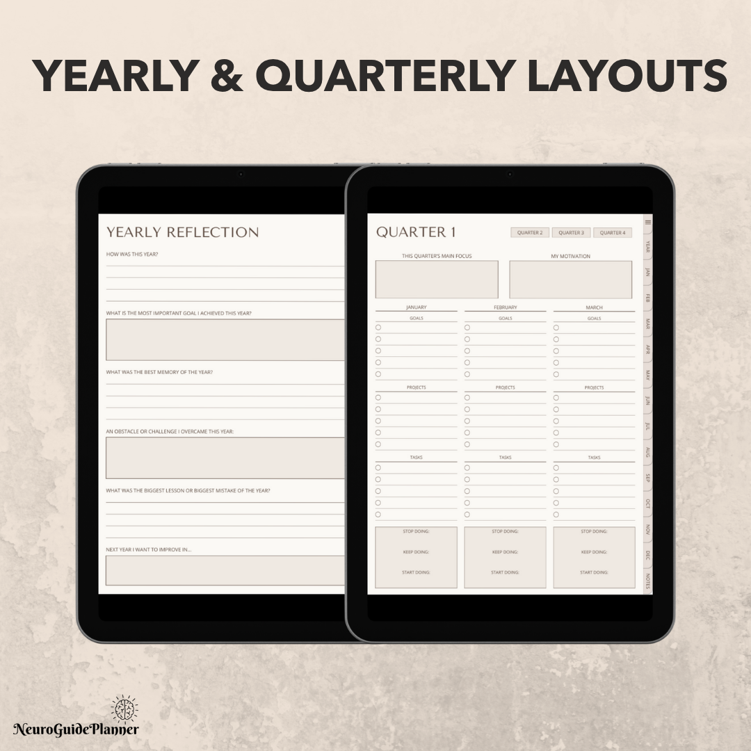 ADHD Digital Planner (2026) Undated For iPad & GoodNotes